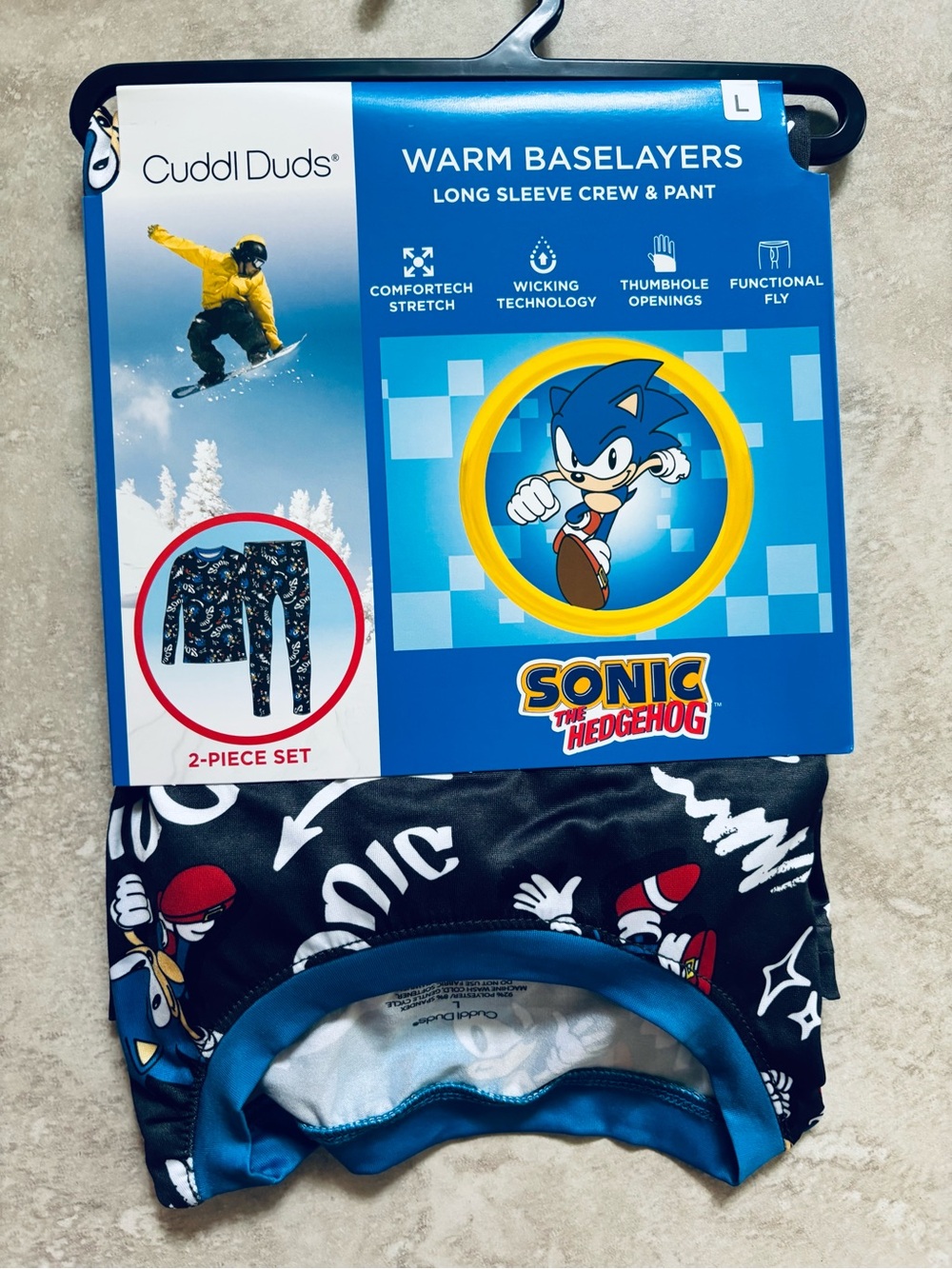 Cuddl Duds Sonic the Hedgehog Baselay­er Set - Blue/Black/Red
